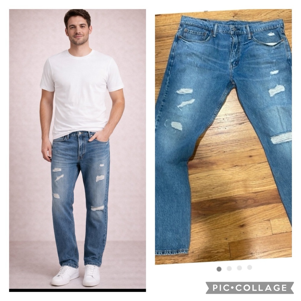 Men's Blue Distressed Jeans
